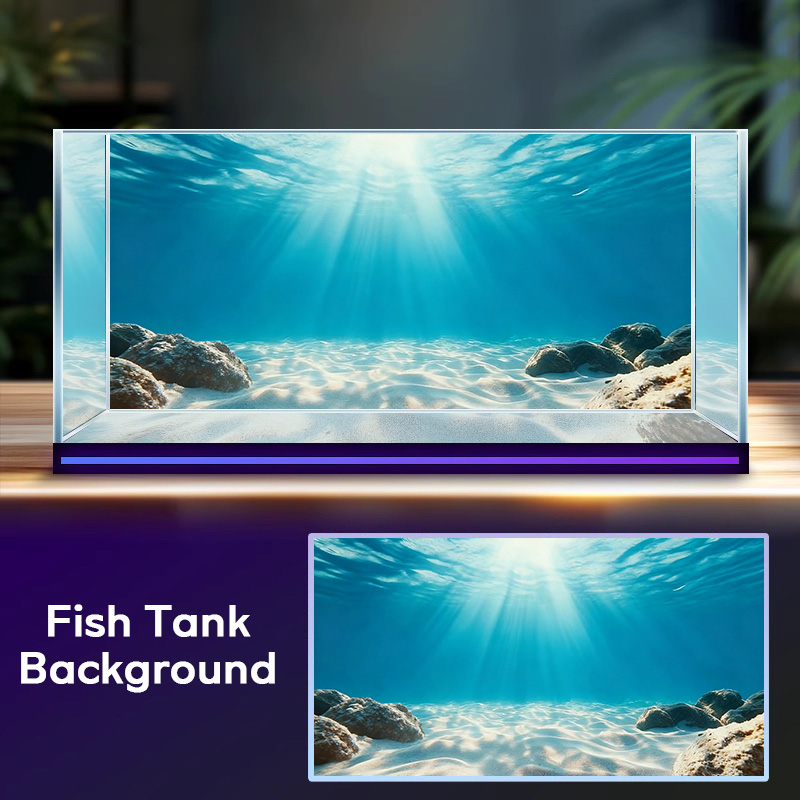Aquarium Marine Sand - ทรายสีฟ้าใส ภาพวาดพื้นหลังตู้ปลา สติ๊กเกอร์ติดตู้ปลา แบบมีกาวในตัว ตกแต่งภูมิทัศน์ตู้ปลา