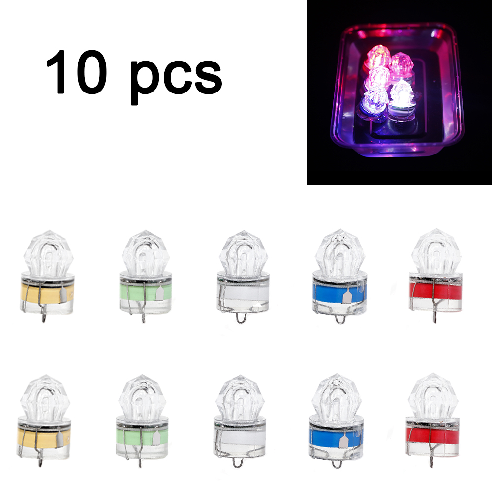 Marine Aquarium Led - 10 ชิ้น LED โคมไฟตกปลาใต้น้ําเพชรรูปร่างแสงแฟลชดึงดูดปลาหมึกตกปลาล่อตกปลาเครื่องมือ